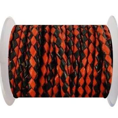 ROUND BRAIDED LEATHER CORD - 3MM - SE/B/22-RED-BLACK