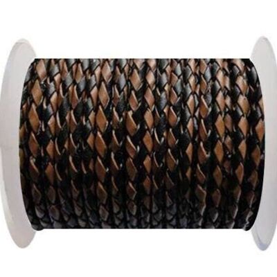 ROUND BRAIDED LEATHER CORD - 3MM - SE/B/26-BLACK-BROWN