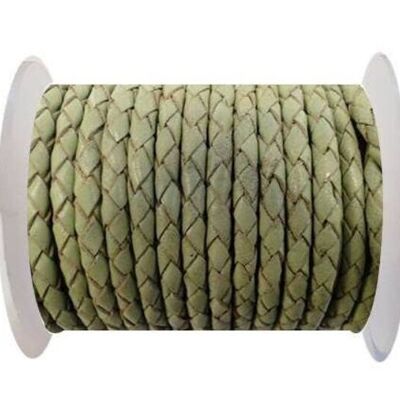 ROUND BRAIDED LEATHER CORD - 3MM - SE/B/516-PASTEL GREEN