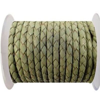 ROUND BRAIDED LEATHER CORD - 3MM - SE/B/516-PASTEL GREEN