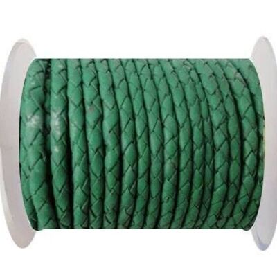 ROUND BRAIDED LEATHER CORD - 3MM - SE/B/523-MOSS GREEN