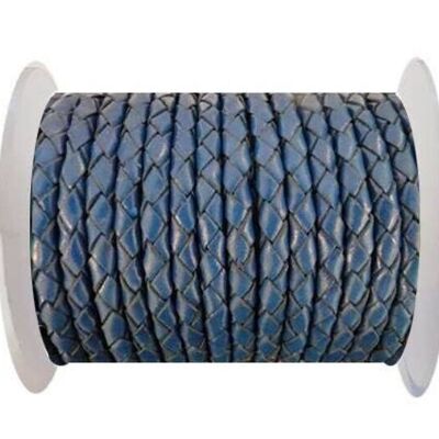 ROUND BRAIDED LEATHER CORD - 3MM - SE/B/537-DENIM