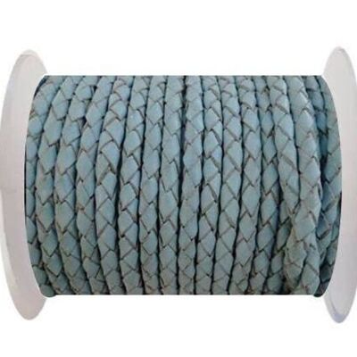 ROUND BRAIDED LEATHER CORD - 3MM - SE/B/545-BABY BLUE