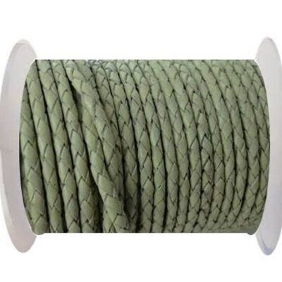 ROUND BRAIDED LEATHER CORD - 3MM - SE/B/716-PASTEL LIME