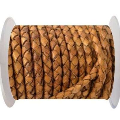 ROUND BRAIDED LEATHER CORD - 3MM - SE/DB/02-CINNAMON