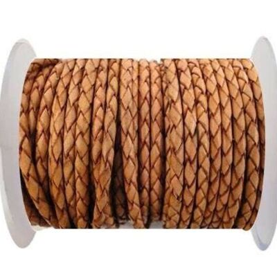 ROUND BRAIDED LEATHER CORD - 3MM - SE/DB/16-WASHED RED