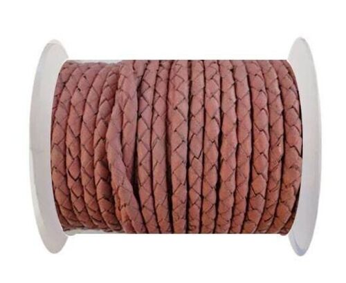 ROUND BRAIDED LEATHER CORD - 3MM -SE/B/722-ROSE