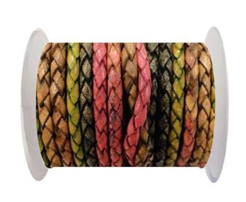 ROUND BRAIDED LEATHER CORD - 3MM- SE/DM/05-SUNSET