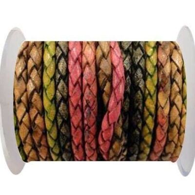 ROUND BRAIDED LEATHER CORD - 3MM- SE/DM/05-SUNSET