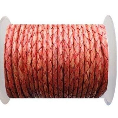 ROUND BRAIDED LEATHER CORD - 4MM - SE/PB/05-TERRACOTTA