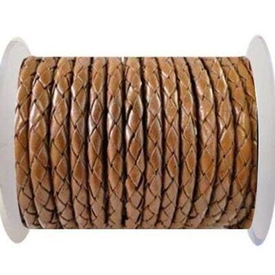 ROUND BRAIDED LEATHER CORD - 4MM - SE/PB/11-ANTIQUE BROWN