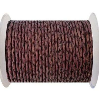 ROUND BRAIDED LEATHER CORD - 4MM - SE/PB/21-VINTAGE MAROON