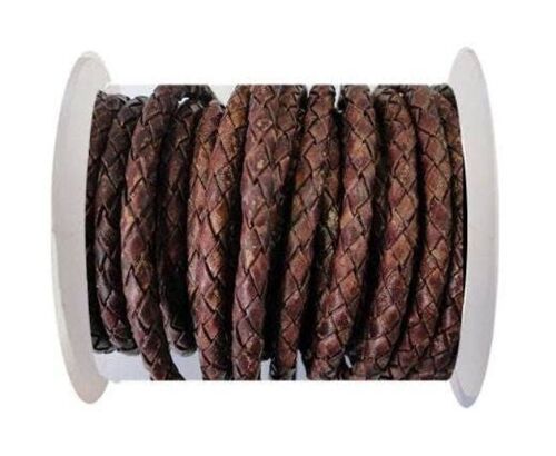 ROUND BRAIDED LEATHER CORD - 4MM - SE/PB/VINTAGE COPPER