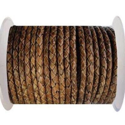 ROUND BRAIDED LEATHER CORD -4MM - SE/PB/04-HAZELNUT