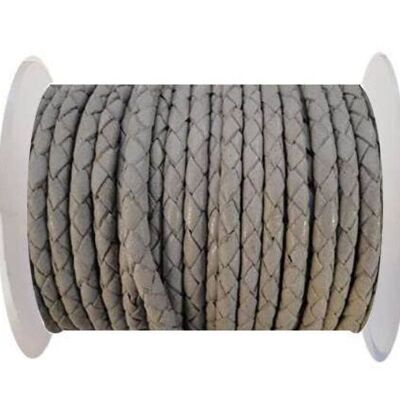 ROUND BRAIDED LEATHER CORD 3MM SE/B/717-LIGHT GREY