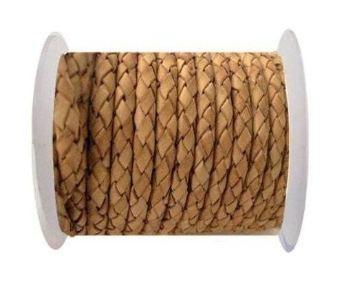 ROUND BRAIDED LEATHER CORD 3MM SE/DB/21-VINTAGE BEIGE