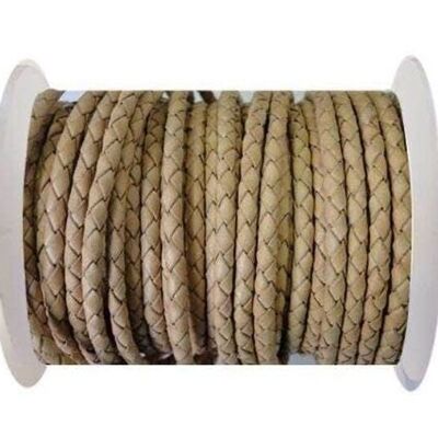 ROUND BRAIDED LEATHER CORD 4MM SE/B/01-NATURAL