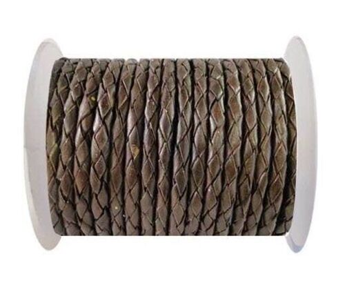 ROUND BRAIDED LEATHER CORD 4MM SE/B/03-DARK BROWN