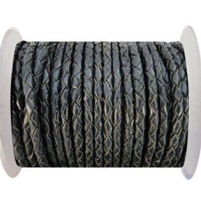 ROUND BRAIDED LEATHER CORD 4MM SE/B/20-COAL
