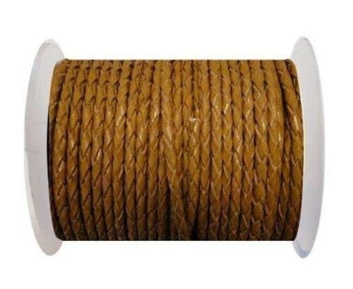 ROUND BRAIDED LEATHER CORD 4MM SE/B/2008-SADDLE BROWN
