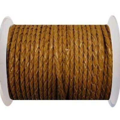 ROUND BRAIDED LEATHER CORD 4MM SE/B/2008-SADDLE BROWN