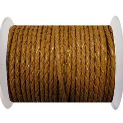 ROUND BRAIDED LEATHER CORD 4MM SE/B/2008-SADDLE BROWN