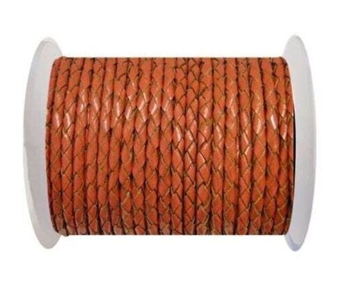 ROUND BRAIDED LEATHER CORD 4MM SE/B/2010-RUST