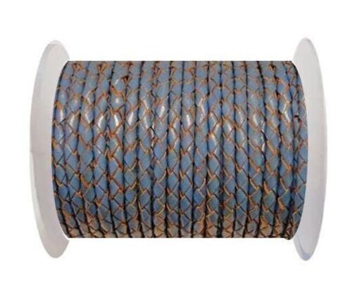 ROUND BRAIDED LEATHER CORD 4MM SE/B/2012-SKY BLUE