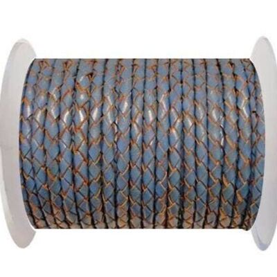 ROUND BRAIDED LEATHER CORD 4MM SE/B/2012-SKY BLUE