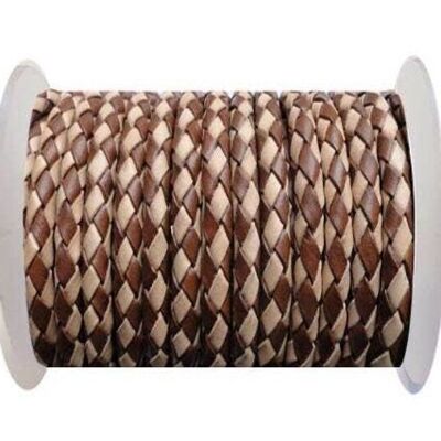 ROUND BRAIDED LEATHER CORD 4MM SE/B/29-BROWN-NATURAL