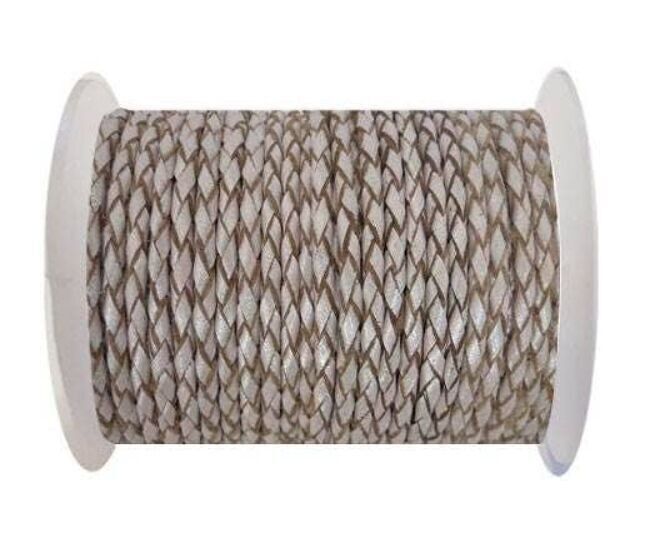 RUNDE GEFLOCHTENE LEDERKORDEL 4 MM SE/M/11-METALLISCHER LACHS