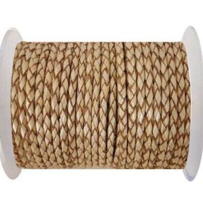 ROUND BRAIDED LEATHER CORD 4MM SE/M/13-METALLIC SUN