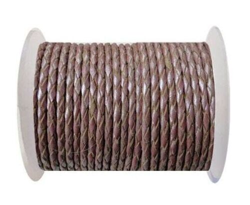 ROUND BRAIDED LEATHER CORD 4MM SE/M/15-METALLIC PLUM