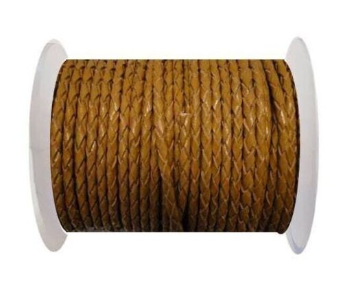 ROUND BRAIDED LEATHER CORD 5MM SE/B/2008-SADDLE BROWN