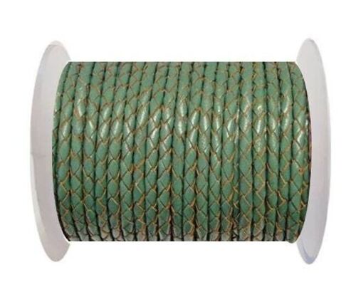 ROUND BRAIDED LEATHER CORD 5MM SE/B/2015-FOREST GREEN
