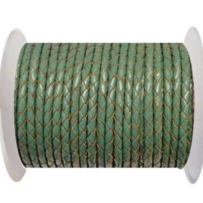 ROUND BRAIDED LEATHER CORD 5MM SE/B/2015-FOREST GREEN