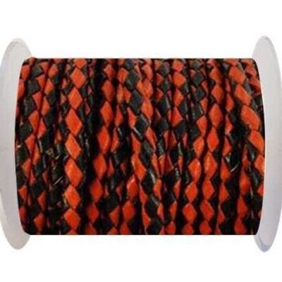 ROUND BRAIDED LEATHER CORD 5MM SE/B/22-RED-BLACK
