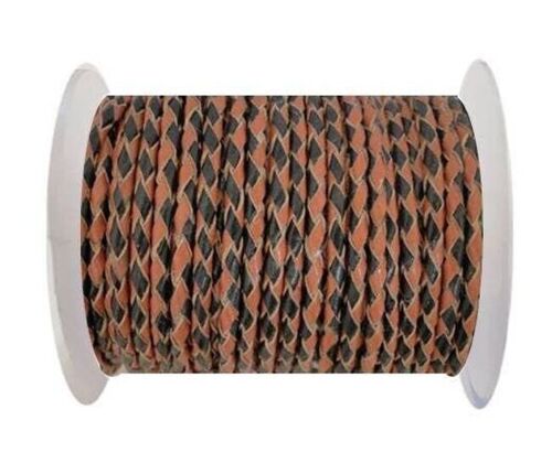 ROUND BRAIDED LEATHER CORD 5MM SE/B/23-BLACK-HAZELNUT