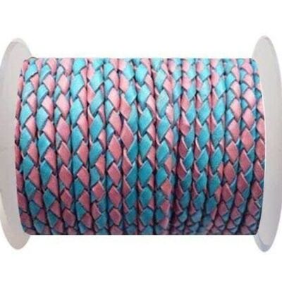 ROUND BRAIDED LEATHER CORD 5MM SE/B/24-PINK-BLUE