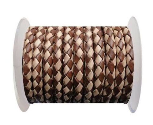 ROUND BRAIDED LEATHER CORD 5MM SE/B/29-BROWN-NATURAL