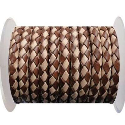 ROUND BRAIDED LEATHER CORD 5MM SE/B/29-BROWN-NATURAL