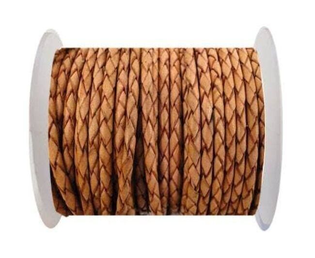 RUNDES GEFLOCHTENES LEDERKORDEL 5 MM SE/DB/16-WASHED RED