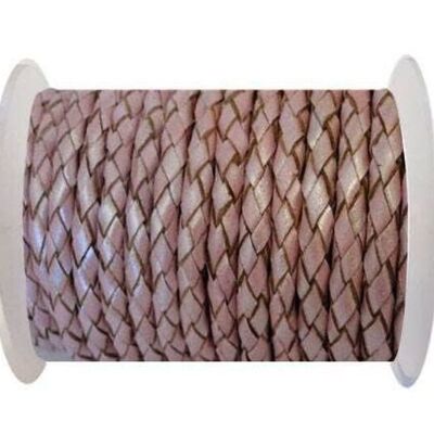 ROUND BRAIDED LEATHER CORD 5MM SE/M/01/METALLIC PINK