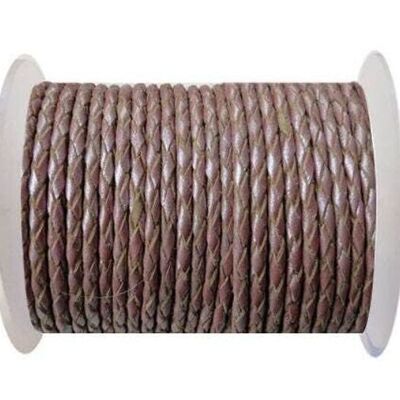 ROUND BRAIDED LEATHER CORD 5MM SE/M/15-METALLIC PLUM