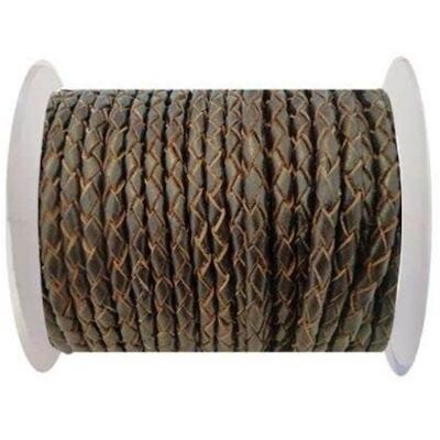 ROUND BRAIDED LEATHER CORD 5MM SE/R/03-BROWN-NATURAL EGDES