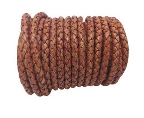 ROUND BRAIDED LEATHER CORD 6MM SE-PB-05-TERRACOTTA