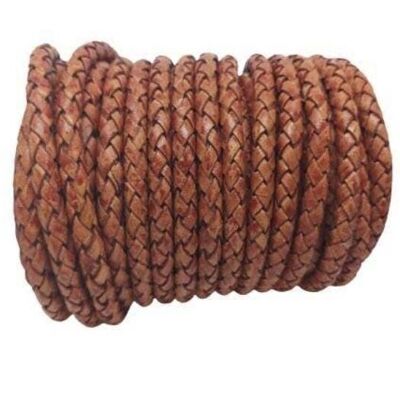 ROUND BRAIDED LEATHER CORD 6MM SE-PB-05-TERRACOTTA