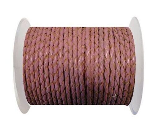 ROUND BRAIDED LEATHER CORD 6MM SE/B/2014-PINK