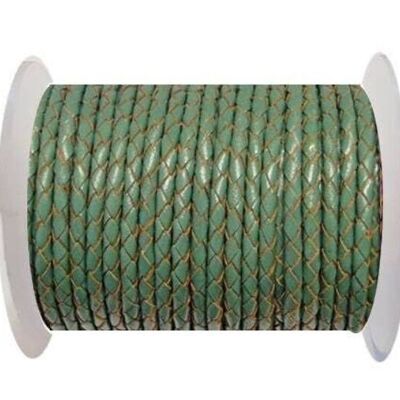 ROUND BRAIDED LEATHER CORD 6MM SE/B/2015-FOREST GREEN