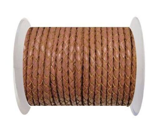 ROUND BRAIDED LEATHER CORD 6MM SE/B/2019-TAUPE